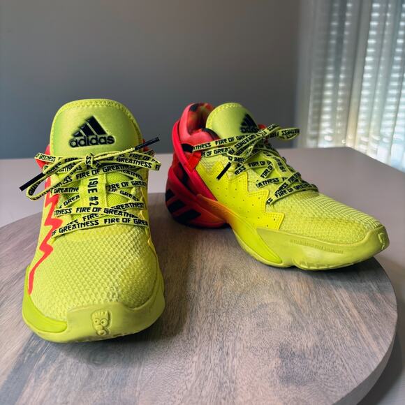 Adidas DON D.O.N. Issue #2 Fire of Greatness Basketball Shoes Yellow Red Size 5 - Picture 1 of 12
